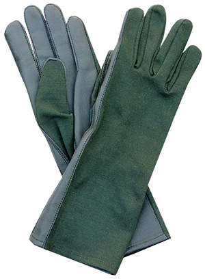 Nomex Flight Gloves - Green - Extented Length - Click Image to Close